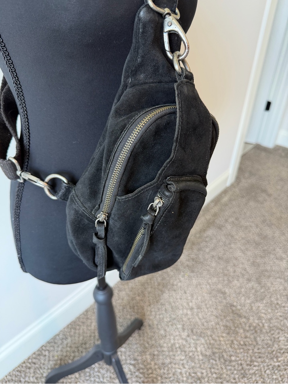 Free People Hudson Suede Sling Bag - Black - Picture 3 of 10